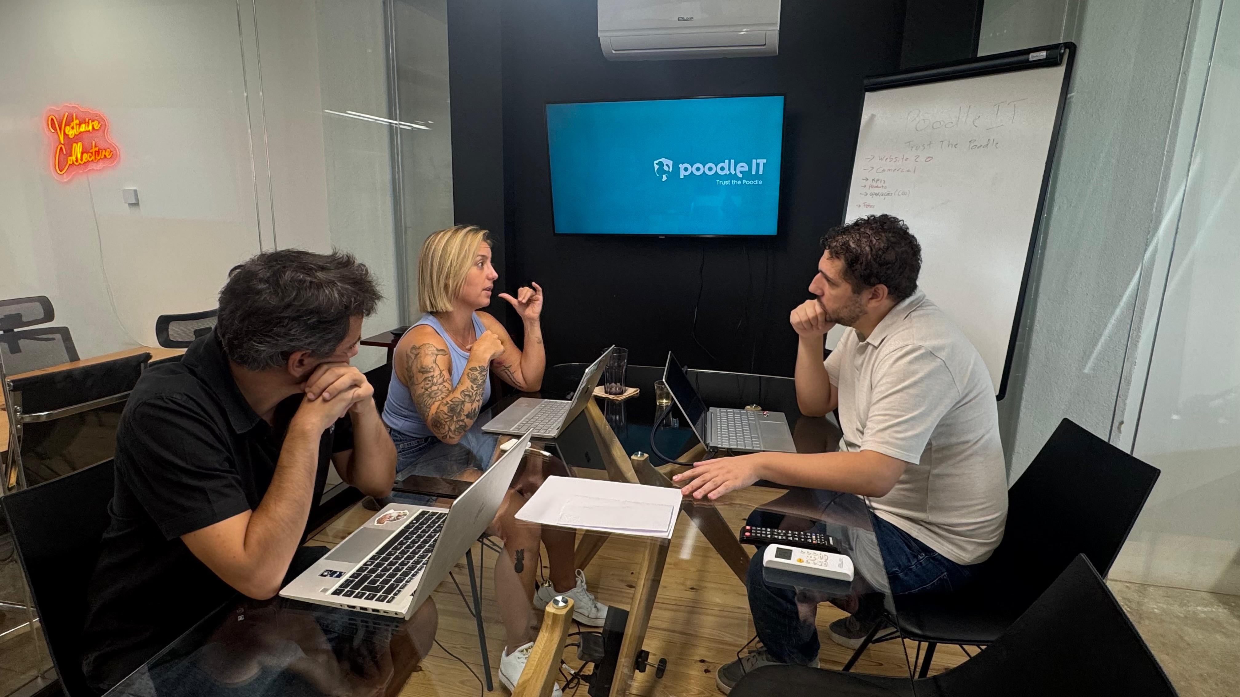 Team member in discussion